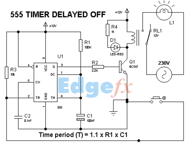 555 Timer Delay Off Circuit Diagram