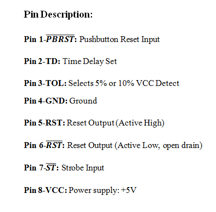 DS1232 Pin Description