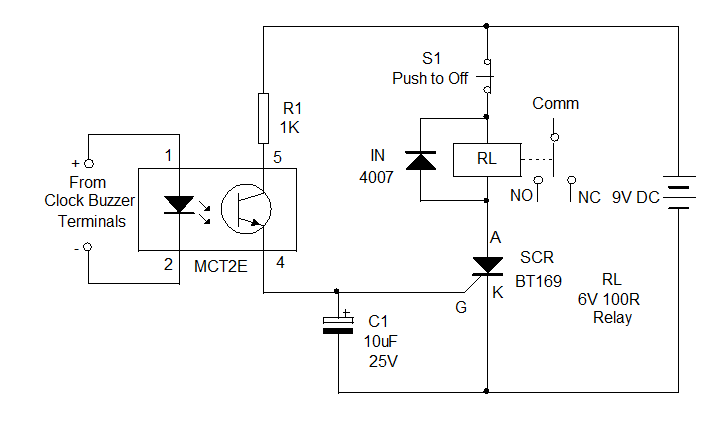 Relay control using clock Circuit Diagram