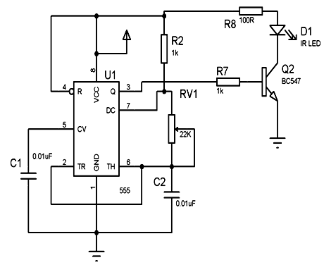 IR obstructer using 555Timer