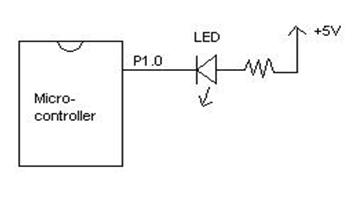 Active low LED connection with microcontroller pin