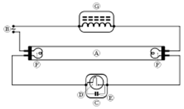 Fluorescent lamp using a magnetic ballast and a starter switch 