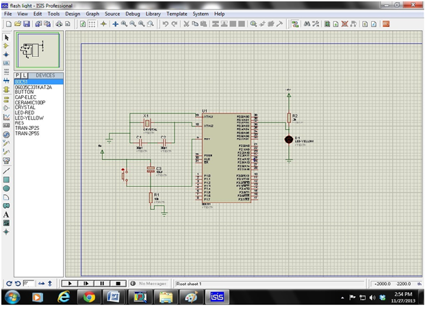 Proteus window using the circuit