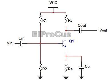 Single stage common emitter RC coupled amplifier