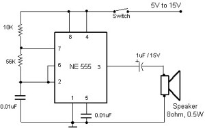 Buzzer Circuit Using 555 Timers