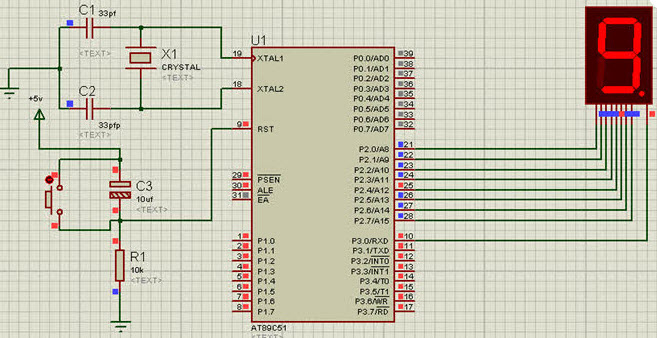 Interfacing 7-Segment Display Circuit Diagram