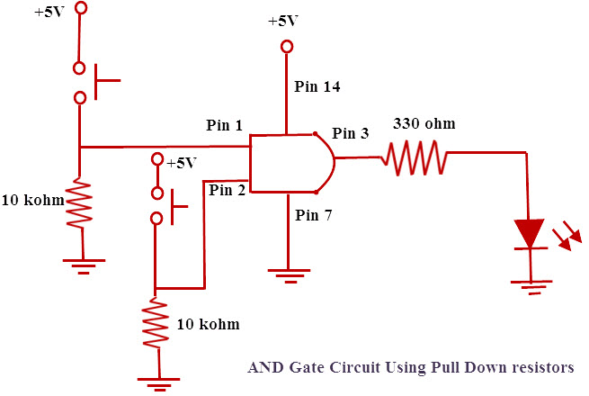 And Gate Circuit using Pull Down Resistor