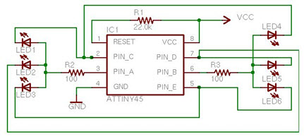 Programmable LED Firefly Jar Circuit Diagram