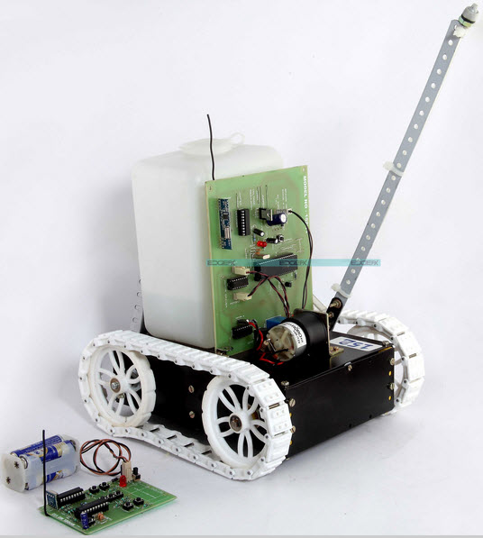 RF Based Fire Fighting Robotic Vehicle Project Kit by Edgefxkits.com