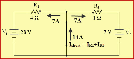 Current Through R1, R3, and Short Circuited Load