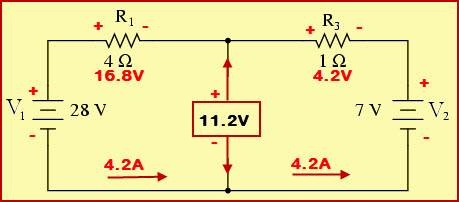 Thevenins Equivalent Circuit with Thevenins Voltage Across Open Load Resistance Terminals