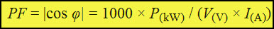 Single Phase Power Factor Calculation