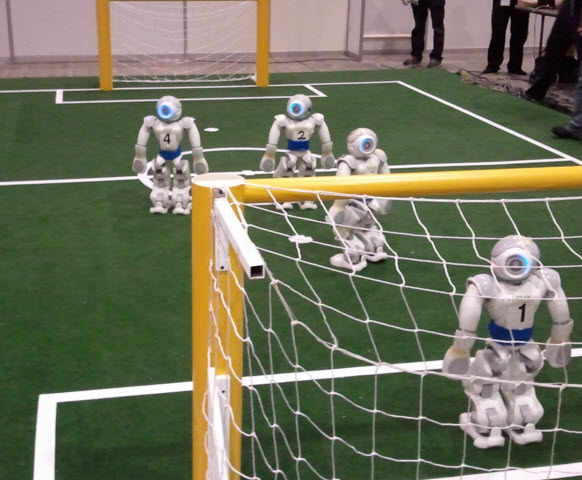 Soccer Playing Robot Working