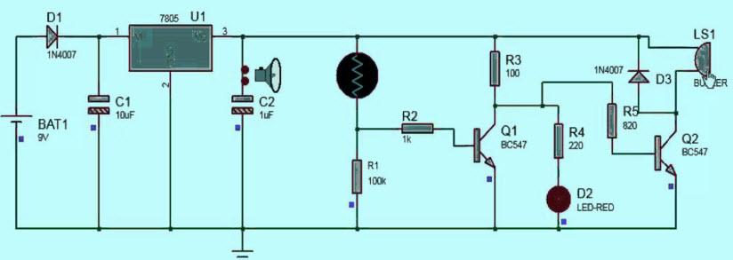 Electronic Eye Controlled Security System Circuit