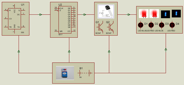 Police Lights Breadboard Project Block Diagram