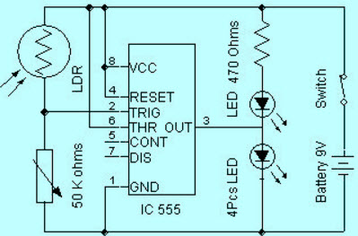 Street Light that Glows on Detecting Vehicle Movement Circuit