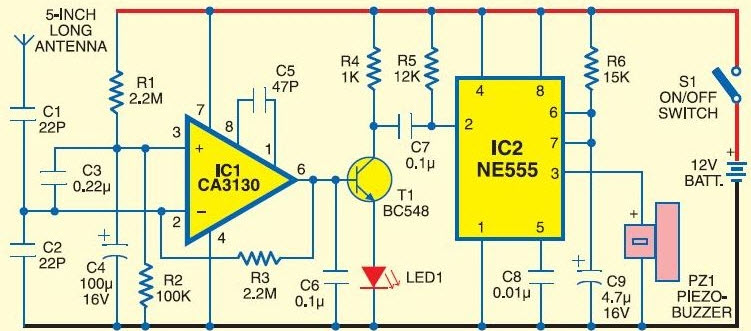 Hidden Active Cell Phone Detector Circuit