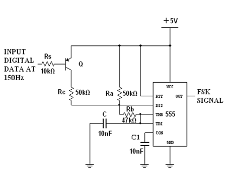 FSK Modulation Circuit Using 555 Timer