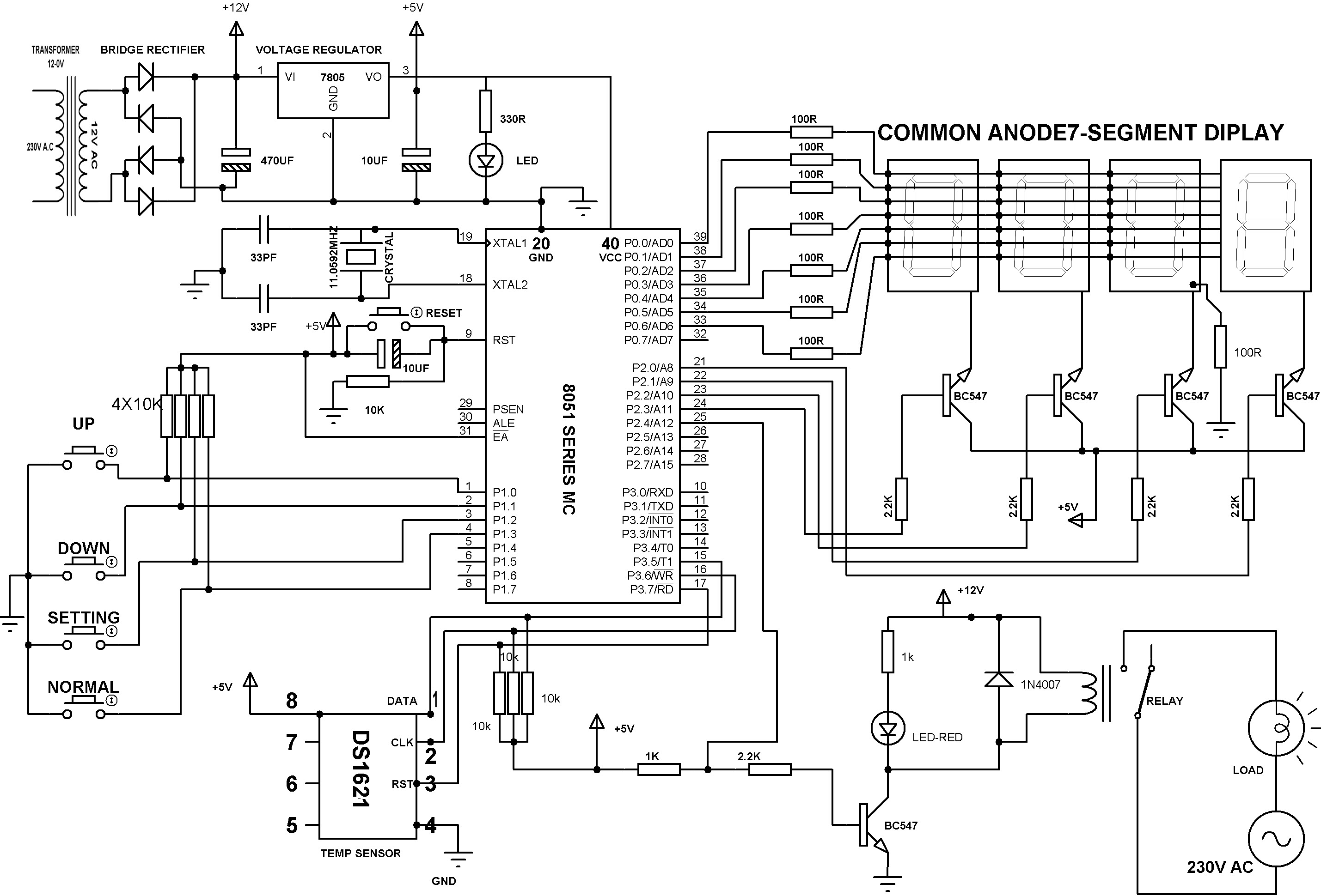 Digital Temperature Controller Schematic Diagram