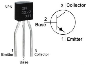 Configuração e símbolo do pino 2N222A