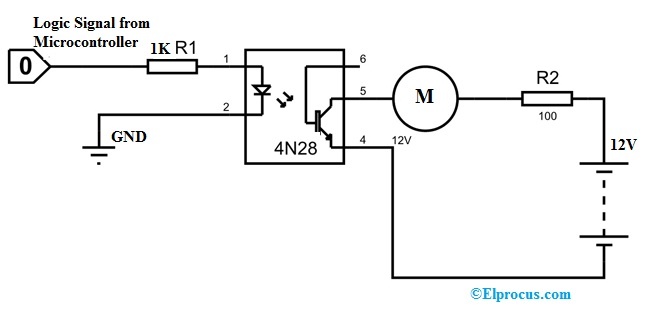 4N28 Optocoupler Circuit