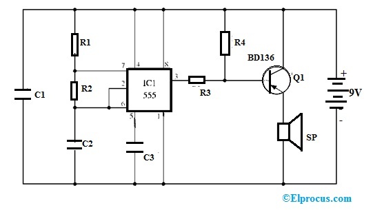 555 Alarm Circuit using BD136