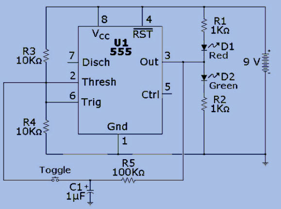 Bistable Multivibrator using 555 timer