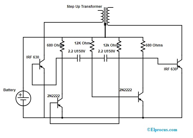 DC to AC Converter Circuit using Transistors