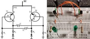 Flashing LED using Transistor