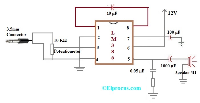 Ic Lm386 Pin Configuration Circuit Diagram Features And Applications