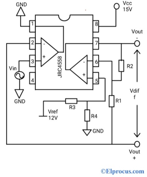 JRC4588 as Differential Amplifier