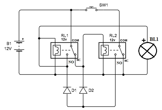 Latching Relay Circuit with Single Push Button