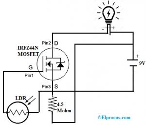 Light-Activated Switch Circuit with MOSFET