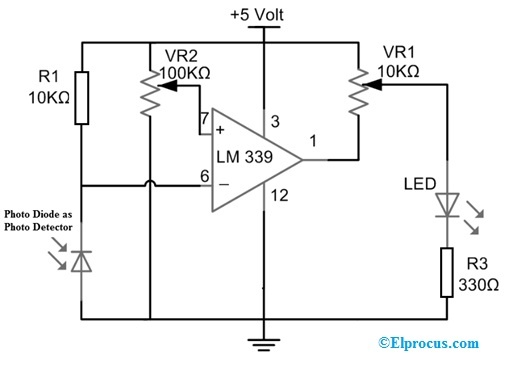 Light Sensor Circuit using Photodiode as Photodetector