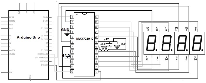 MAX7219 Display Driver IC Circuit