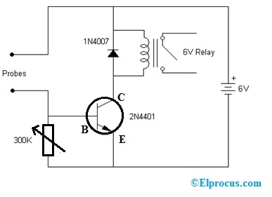 Moisture Sensor Switch with 2N4401 Transistor