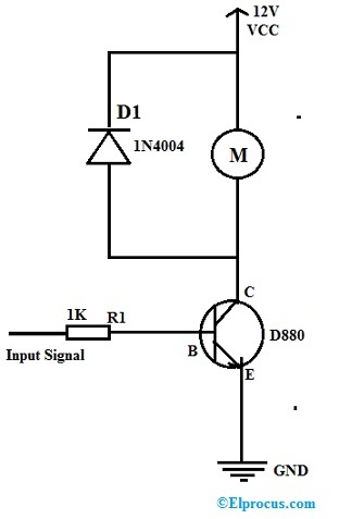 Motor Driver Circuit using a D880 Transistor