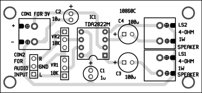 PCB Layout of Stereo Amplifier using TDA2822