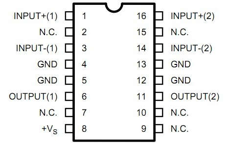Pin Configuration of TDA2822 IC