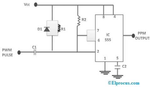 Pulse Position Modulation Circuit with 555 Timer IC