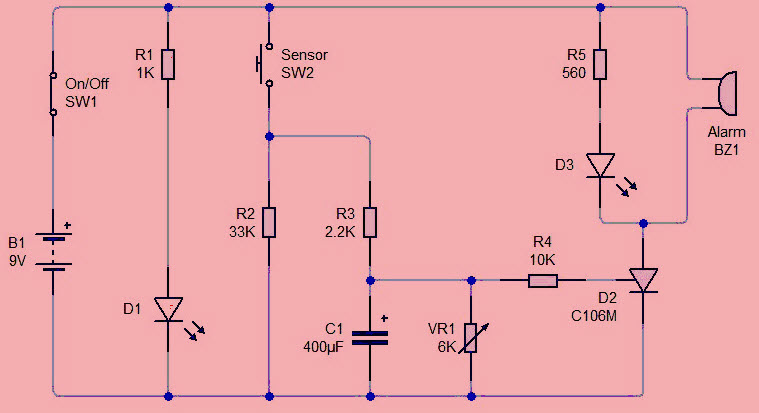 Sensor Alarm using Thyristor