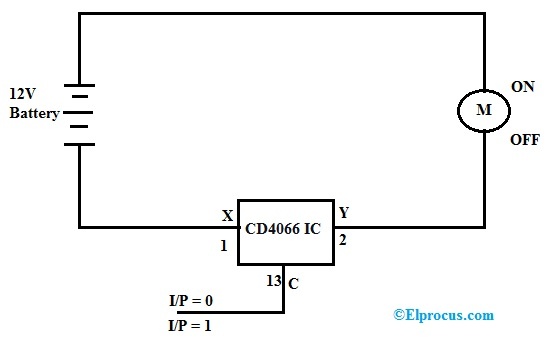 Single Switch Circuit Diagram with CD4066 IC
