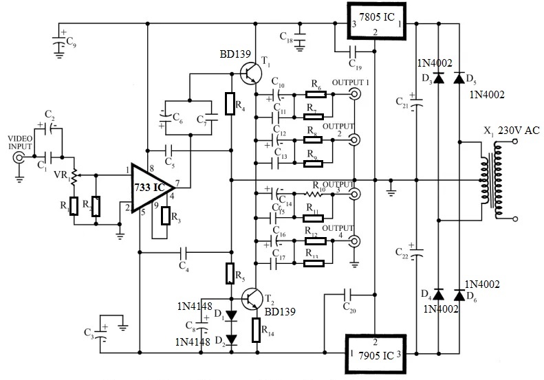 Video Distribution Amplifier Circuit