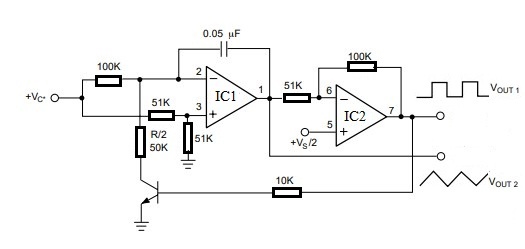 Voltage Controlled Oscillator with LM4558 IC