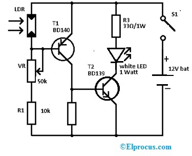 Emergency Light Circuit using 12v Battery